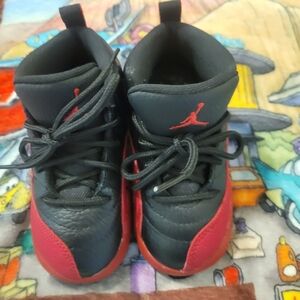 Jordan Kids Black and Red High-Top Sneakers